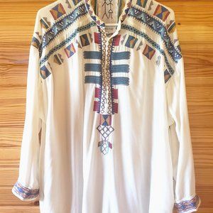 Johnny Was Velveteen Embroidered Top Womens Large